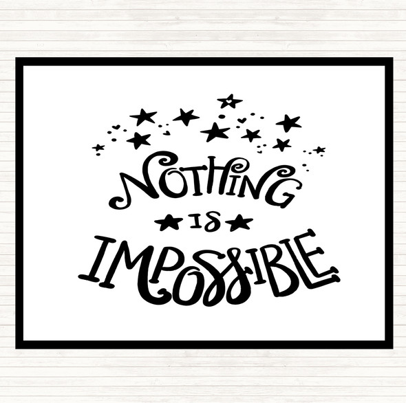 White Black Impossible Unicorn Quote Placemat