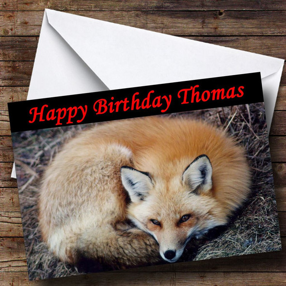 Resting Fox Customised Birthday Card