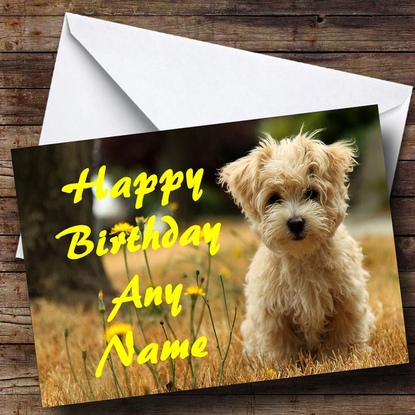 Terrier Dog In Field Customised Birthday Card