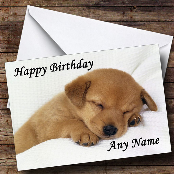 Cute Sleeping Puppy Customised Birthday Card