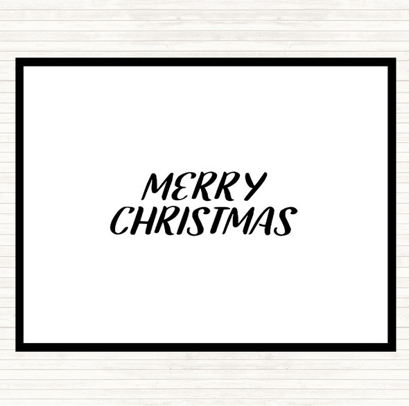 White Black Merry Christmas Quote Placemat