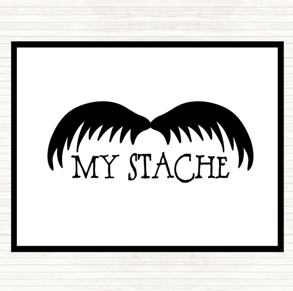 White Black Mustache Word Art Quote Placemat