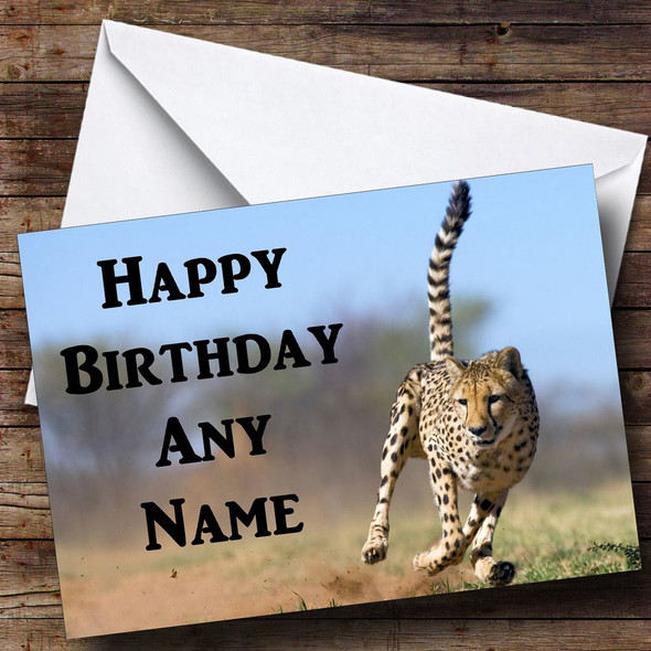 Cheetah Running Customised Birthday Card