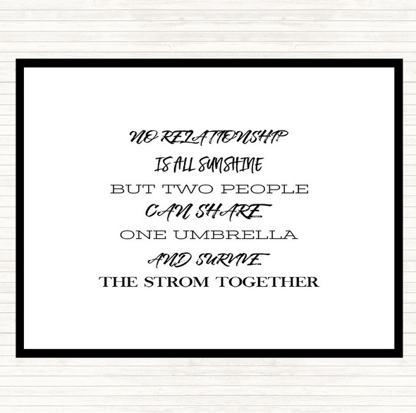 White Black One Umbrella Quote Placemat