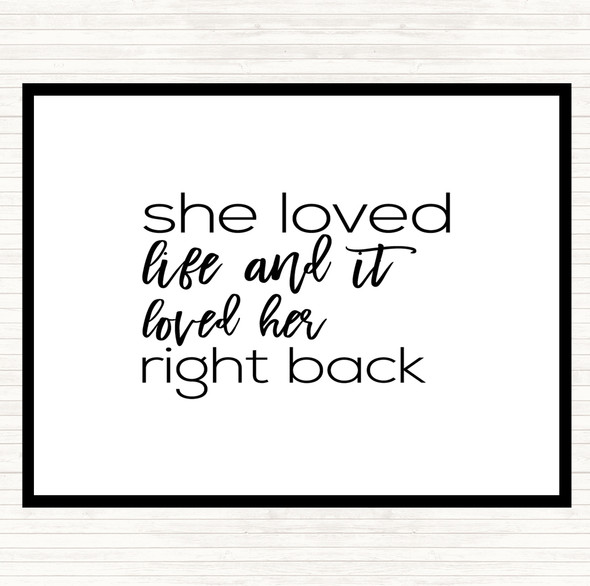 White Black She Loved Life Quote Placemat