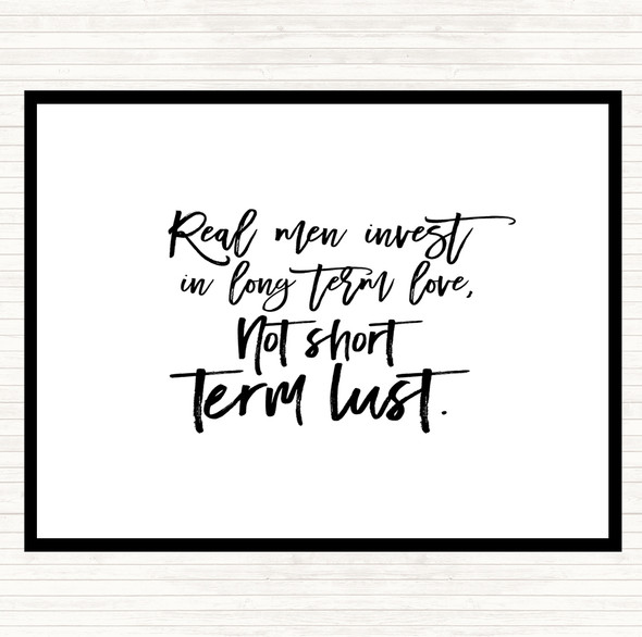 White Black Short Term Lust Quote Placemat