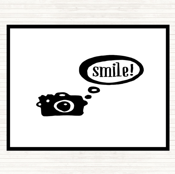 White Black Smile Camera Quote Placemat