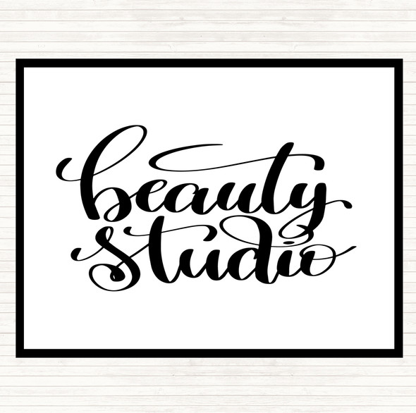 White Black Beauty Studio Quote Placemat