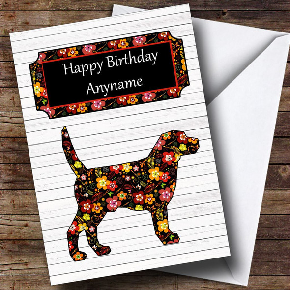 Vintage Floral Dog Customised Birthday Card