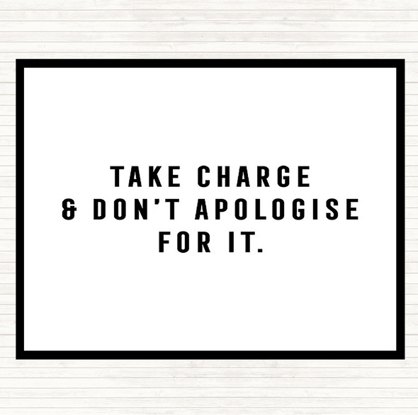 White Black Take Charge Quote Placemat