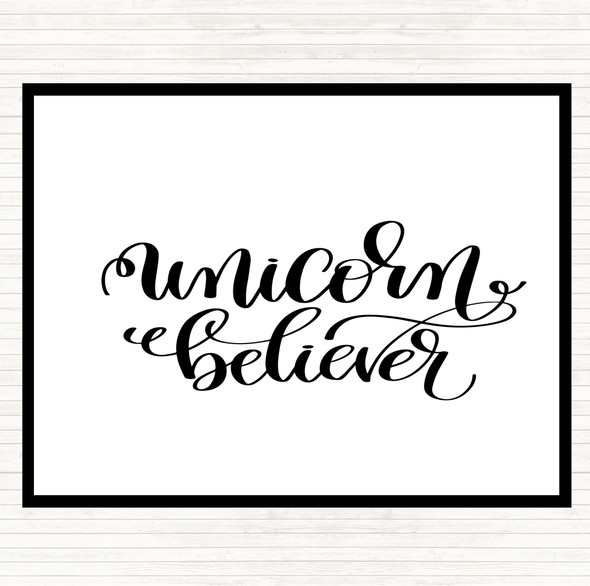 White Black Unicorn Believer Quote Placemat