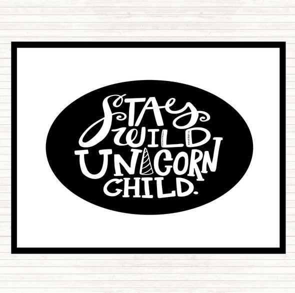 White Black Unicorn Child Quote Placemat