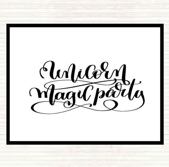 White Black Unicorn Party Quote Placemat