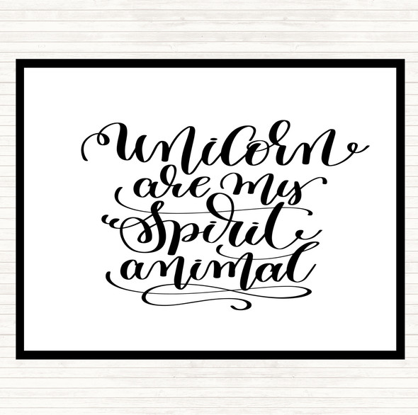 White Black Unicorn Spirit Animal Quote Placemat