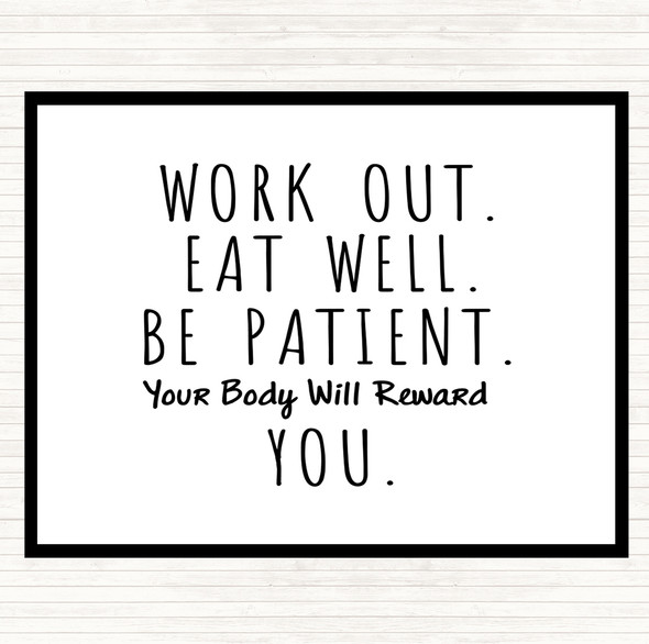 White Black Work Out Quote Placemat