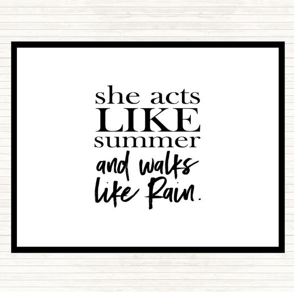 White Black Acts Like Summer Quote Placemat