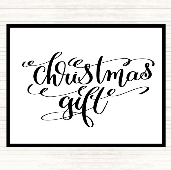 White Black Christmas Gift Quote Placemat