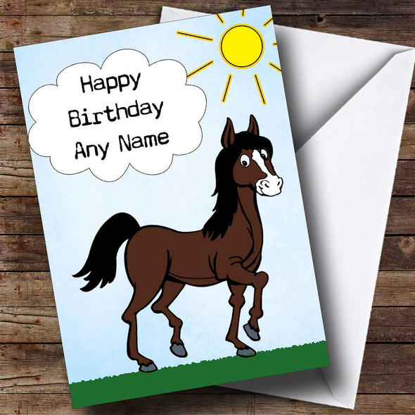Brown Horse White Blaze Customised Birthday Card