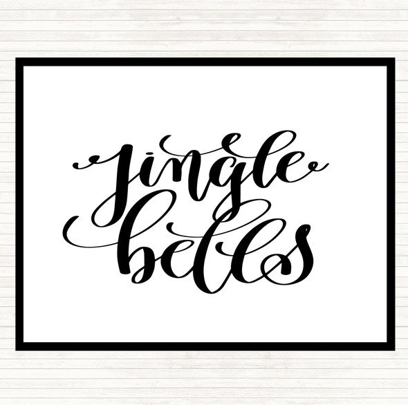 White Black Christmas Jingle Bells Quote Placemat