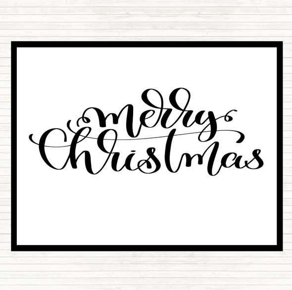 White Black Christmas Merry Xmas Quote Placemat