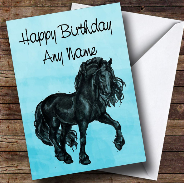 Peach Roses Horse Personalised Birthday Card 