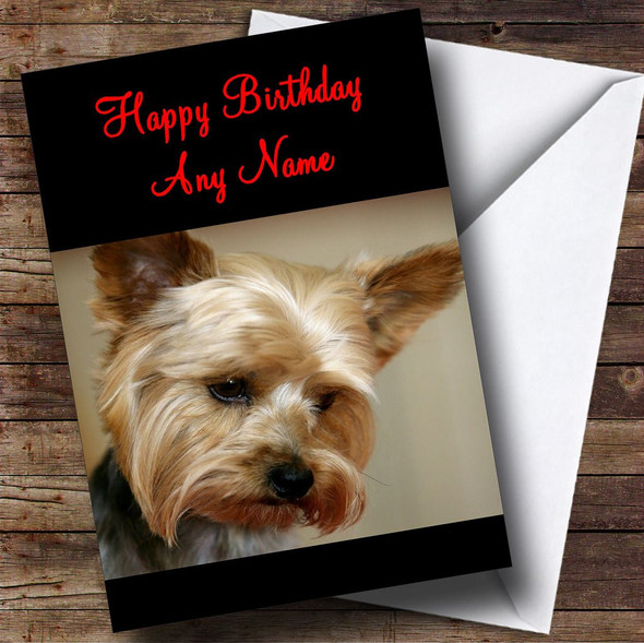 Cute Yorkshire Terrier Customised Birthday Card