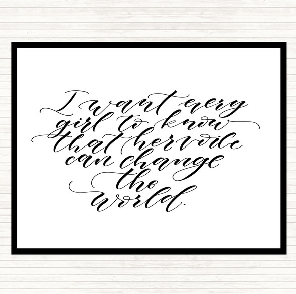 White Black Every Girl Quote Placemat