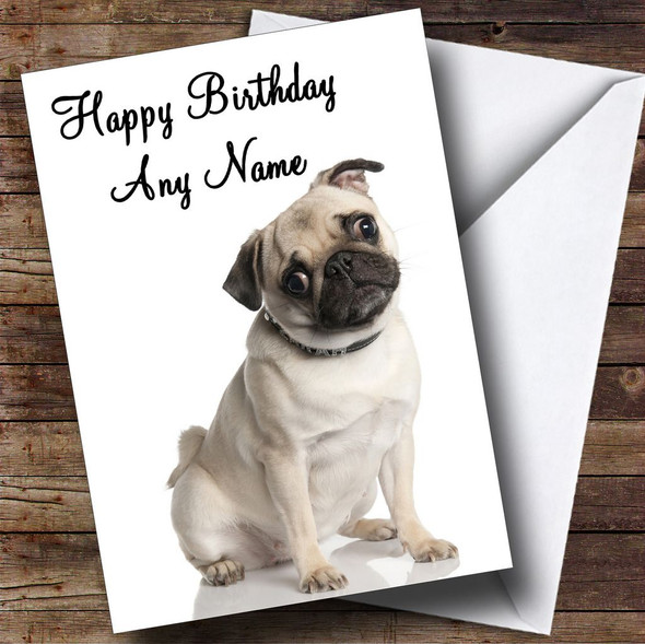 Beautiful Pug Dog Customised Birthday Card