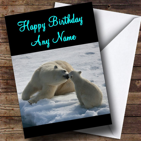 Mum & Baby Polar Bears Customised Birthday Card