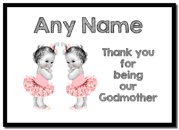 Baby Twin Girls Godmother Thank You Placemat