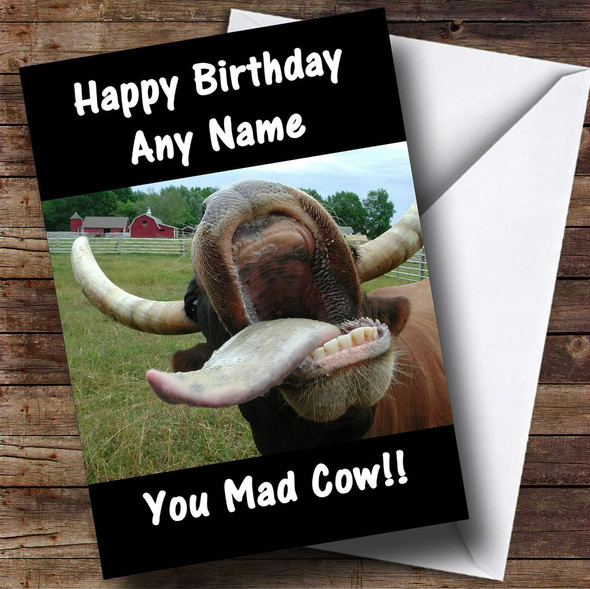 Mad Crazy Cow Customised Birthday Card