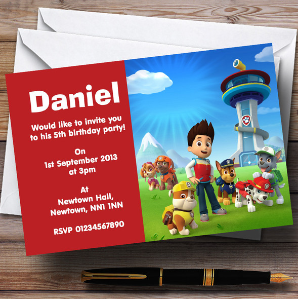 Paw Patrol Customised Children's Birthday Party Invitations