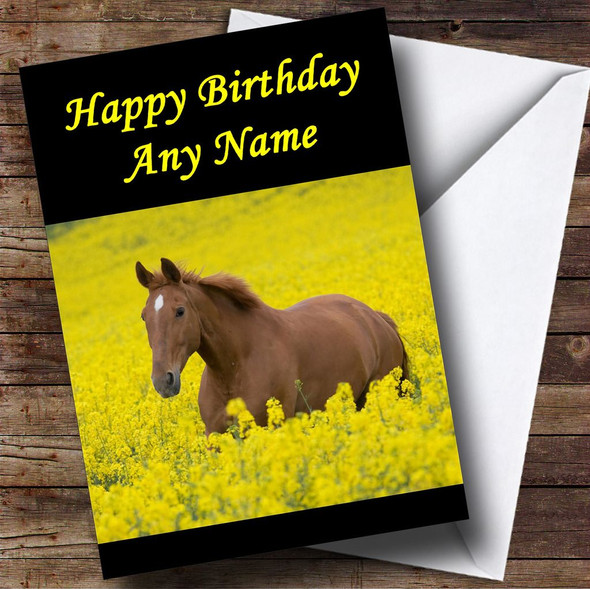 Beautiful Horse In Field Customised Birthday Card