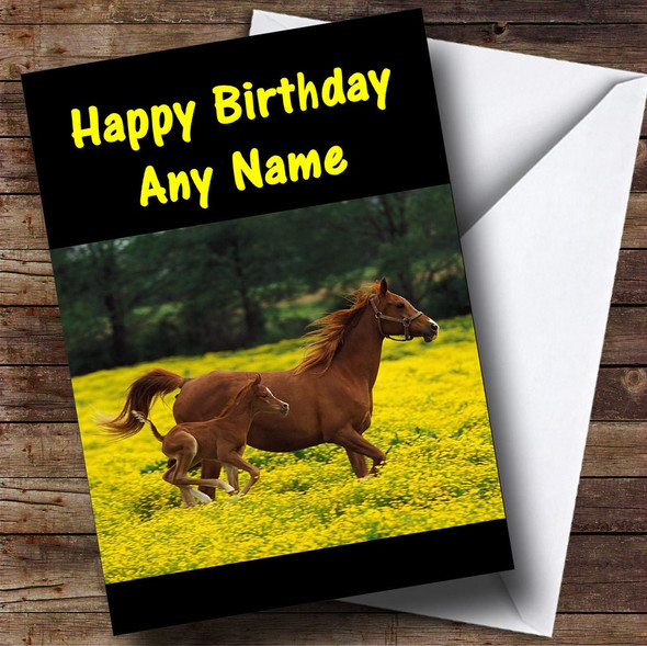 Horse & Foal Customised Birthday Card