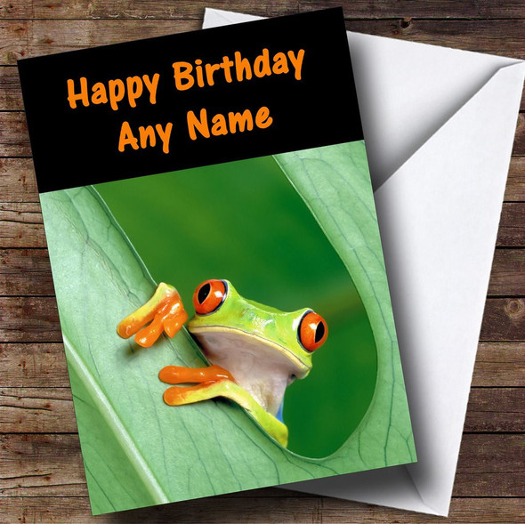 Frog In A Leaf Customised Birthday Card