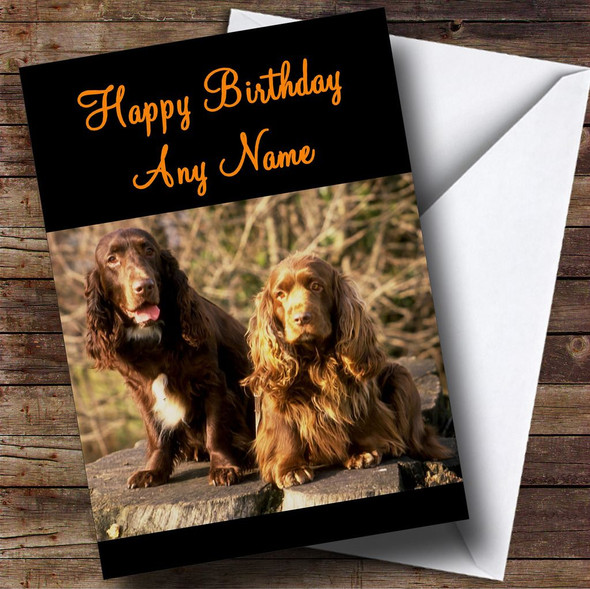 Field Spaniel Dogs Customised Birthday Card