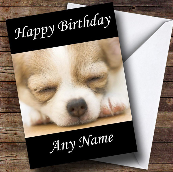 Sleeping Puppy Face Customised Birthday Card
