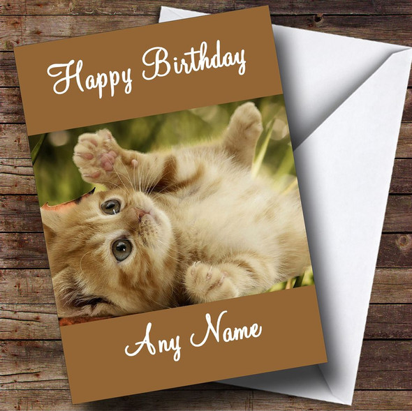 Sweet Little Ginger Kitten Customised Birthday Card