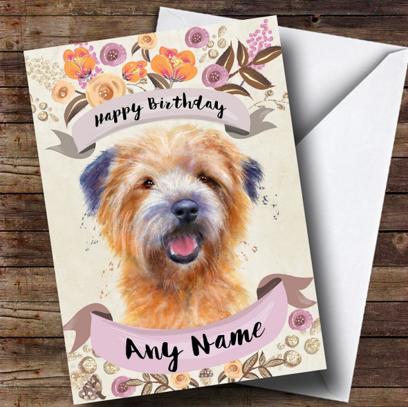 Rustic Gold Dog Cairn Terrier Customised Birthday Card