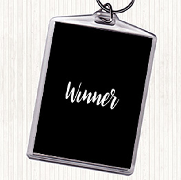 Black White Winner Quote Keyring