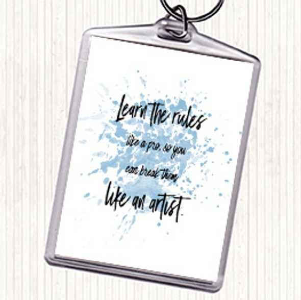 Blue White Like A Pro Inspirational Quote Keyring