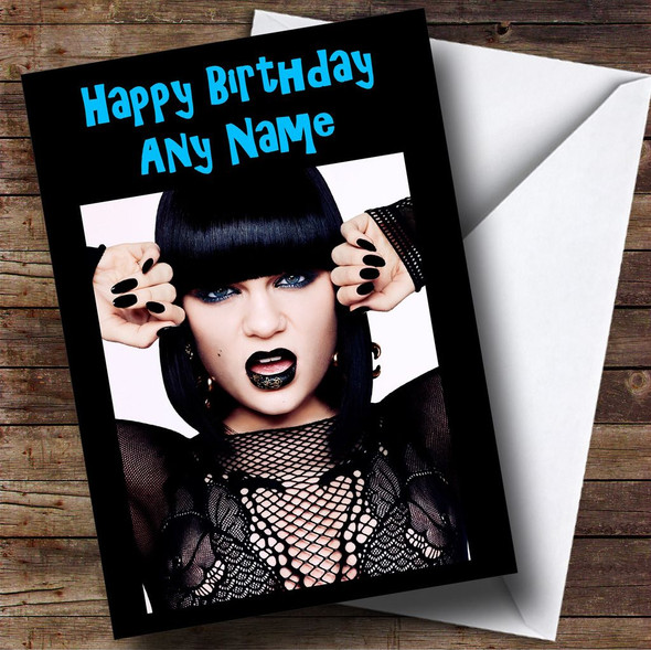 Jessie J Black Lips Customised Birthday Card