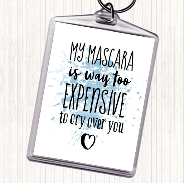 Blue White My Mascara Inspirational Quote Keyring Blue White My Mascara Inspirational Quote Keyring