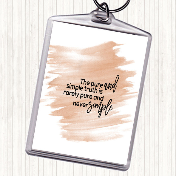 Watercolour Pure And Simple Quote Keyring