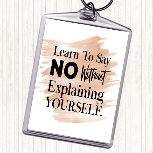 Watercolour Say No Quote Keyring