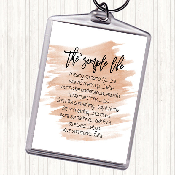 Watercolour Simple Life Quote Keyring