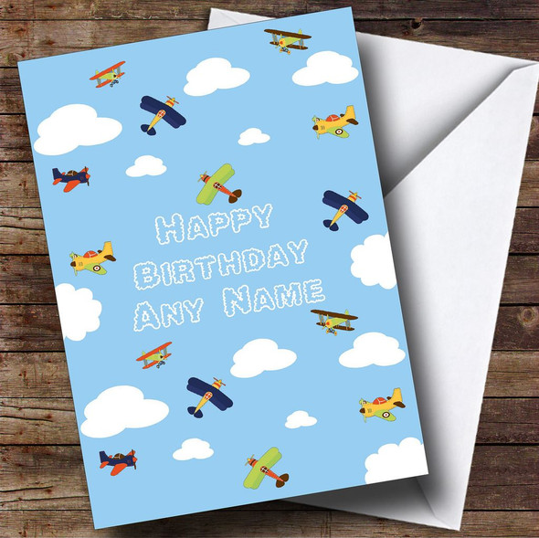 Planes And Clouds Customised Birthday Card