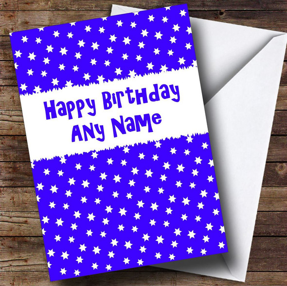 Blue & White Stars Customised Birthday Card