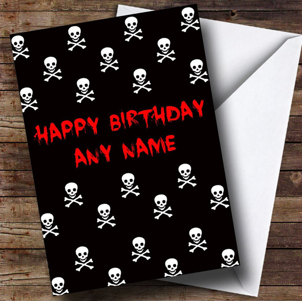 Black & White Skull And Crossbones Card Customised Birthday Card