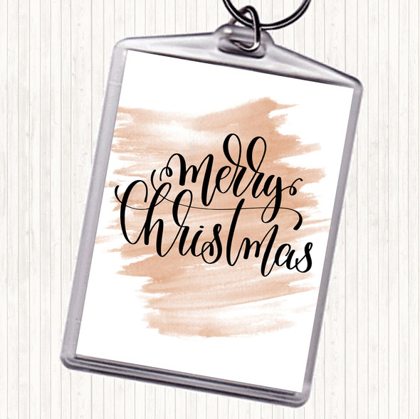 Watercolour Christmas Merry Xmas Quote Keyring